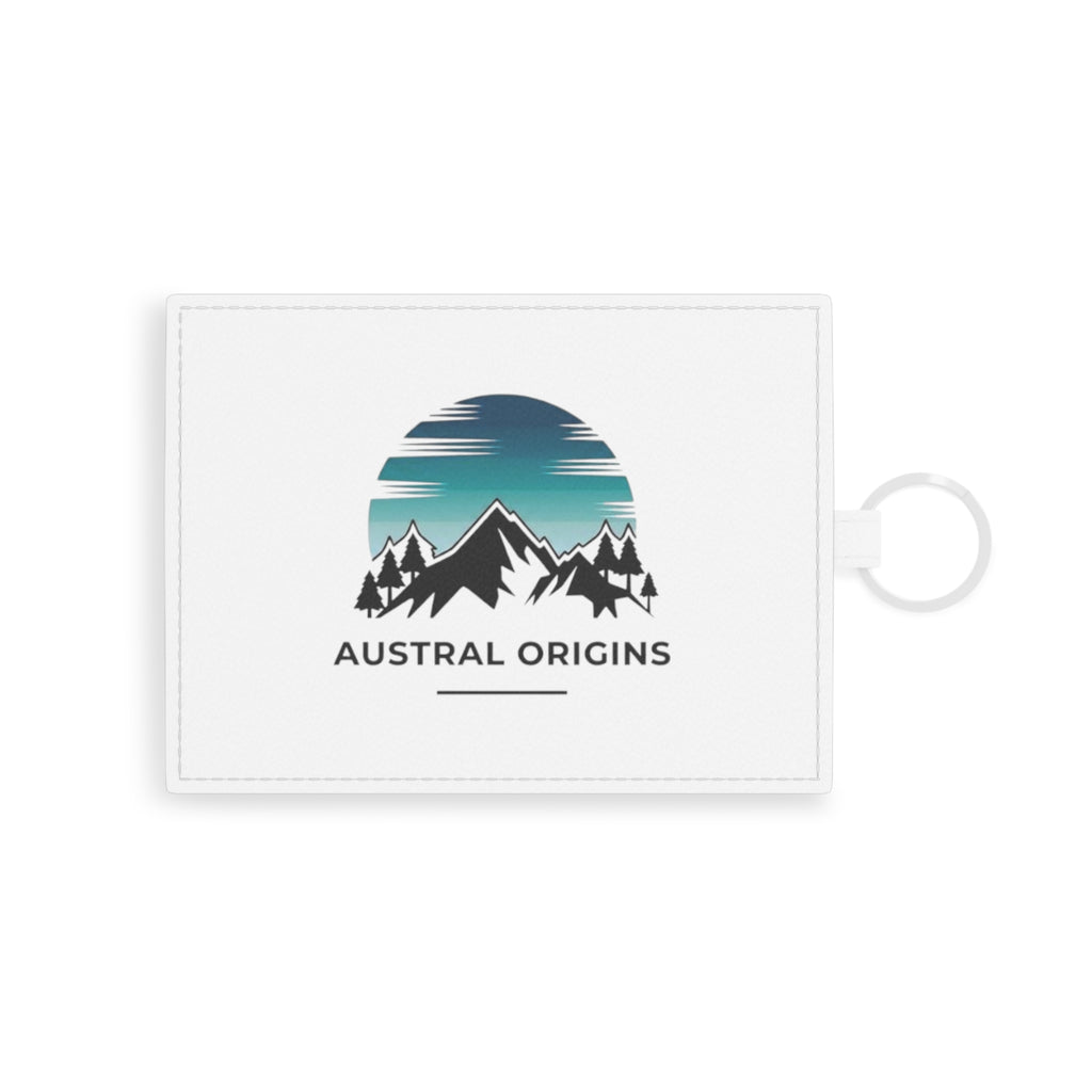 Saffiano Leather Card Holder — Austral Origins Mountain Logo Card Wallet