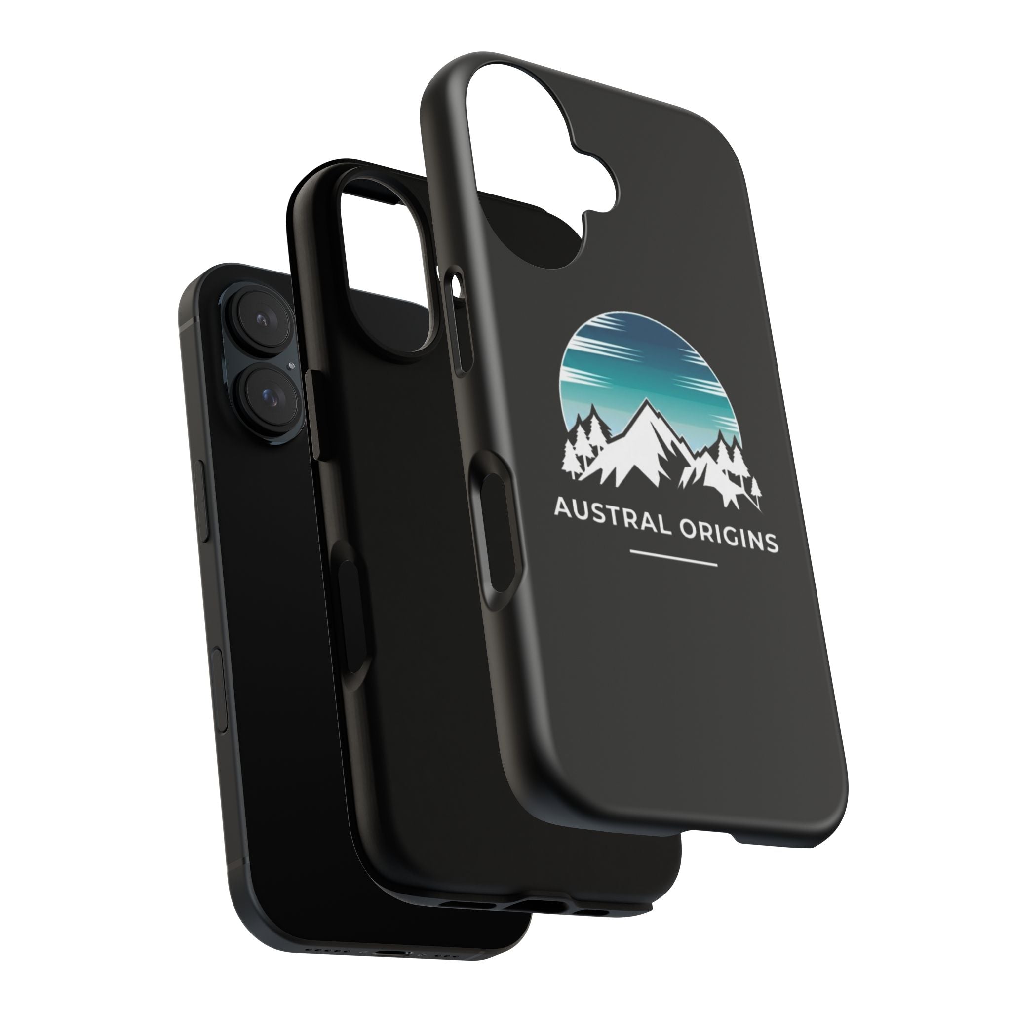 Austral Origins Mountain Phone Case — Rugged Protective Phone Cover with Scenic Peak Logo