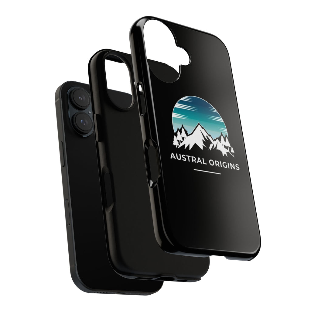 Austral Origins Mountain Phone Case — Rugged Protective Phone Cover with Scenic Peak Logo